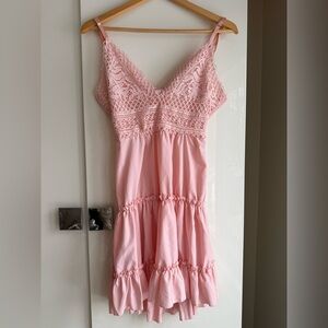Pink Crochet Detail Dress